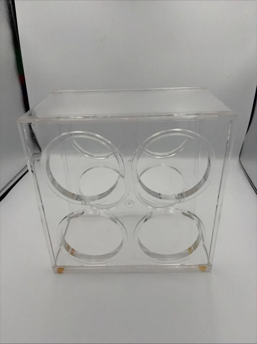 Lucite Clear Acrylic 4 Bottle Wine Rack Holder Mid Century Modern